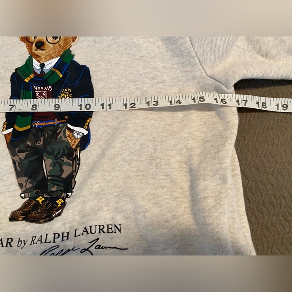 Polo Winter Holiday Bear Ralph Lauren Fleece Hoodie sweatshirt camouflage EUC 🐻 - Picture 8 of 10